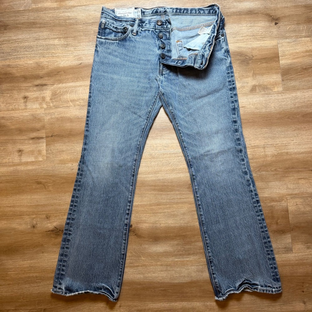 Abercrombie Fitch Baxter Jeans Mens 31x30 Blue Low Rise Slim Bootcut Distressed